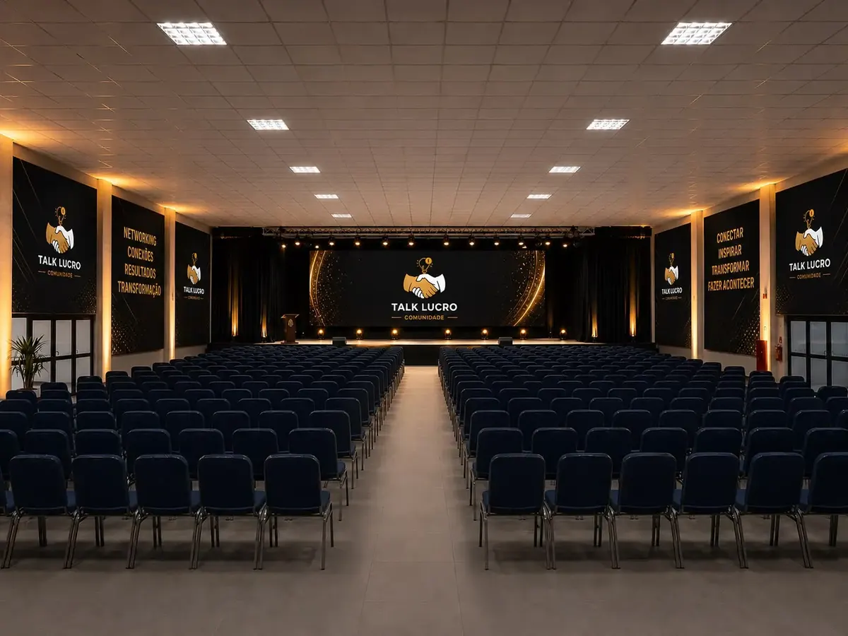 Imagem ilustrativa do auditório principal com o palco da Comunidade Talk Lucro